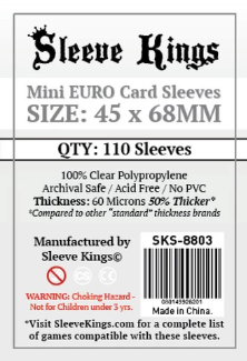 Sleeve Kings: Mini Euro Card Sleeves (45x68mm) - 110 Pack, 60 Microns