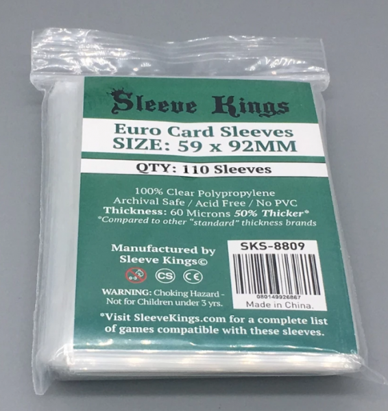 Sleeve Kings: Euro Card Sleeves (59x92mm) - 110 Pack, 60 Microns