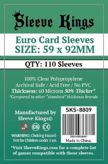 Sleeve Kings: Euro Card Sleeves (59x92mm) - 110 Pack, 60 Microns