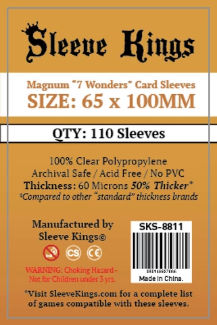 Sleeve Kings: Magnum ''7 Wonders'' Card Sleeves (65x100mm) - 110 Pack, 60 Microns
