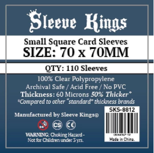 Sleeve Kings: Small Square Card Sleeves (70x70mm) - 110 Pack, 60 Microns
