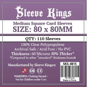 Sleeve Kings: Medium Square Card Sleeves (80x80mm) - 110 Pack, 60 Microns