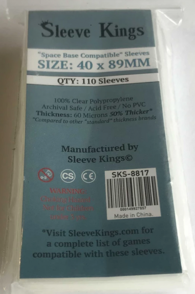 Sleeve Kings: ''Space Base Compatible'' Sleeves (40x89mm) - 110 Pack, 60 Microns