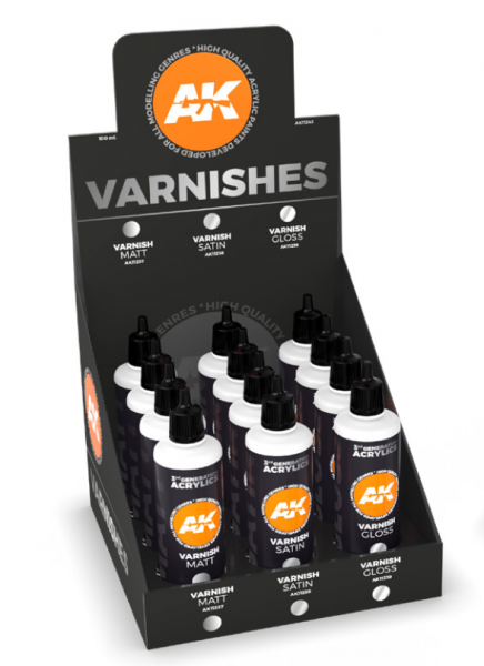 AK-Interactive: (3rd Gen) Varnish Display (3 ref x 4 units) [Retail Only]