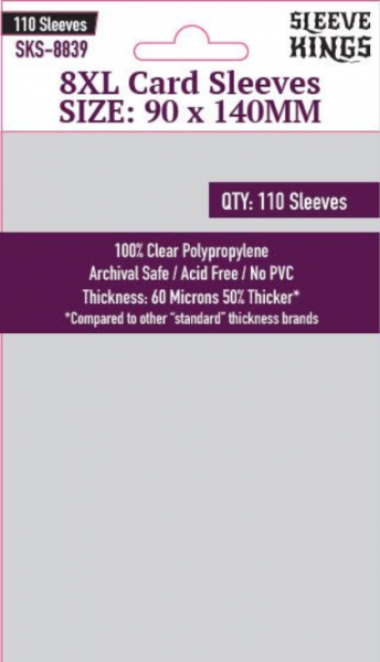 Sleeve Kings: 8XL Sleeves (90 X 140 MM) -110 Pack, 60 Microns