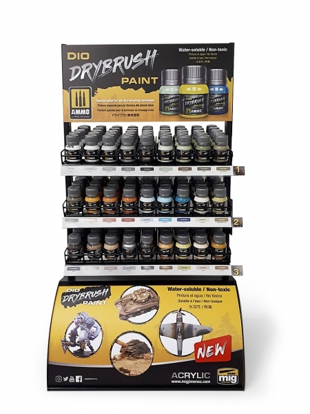 AMMO: Dio Dry Brush Paints Rack (Rack with 27 paints, 6 each, 40ml size) [Retail Only]