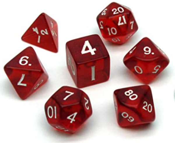 Koplow RPG Dice Set: Jumbo Transparent Red Polyhedral Dice Set (7) - Hook Top