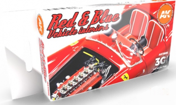 AK-Interactive: 3rd Gen Acrylics - Red & Blue Vehicle Interiors Color Set