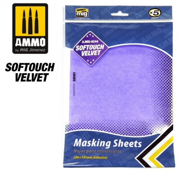 AMMO: Softouch Velvet Masking Sheets (x5 sheets, 280mm x 195mm, adhesive)