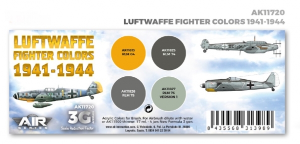 AK-Interactive: 3rd Gen Acrylics - AIR Series Luftwaffe Fighter Colors 1941-1944