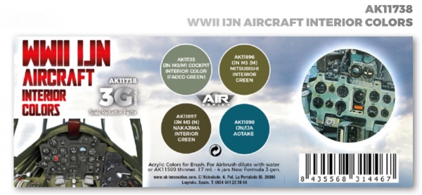 AK-Interactive: 3rd Gen Acrylics - AIR Series WWII IJN Aircraft Interior Colors