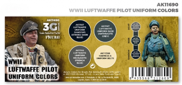 AK-Interactive: 3rd Gen Acrylics - WWII Luftwaffe Uniform Colors