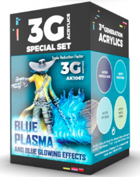 AK-Interactive: 3rd Gen Acrylics - Wargame Colors Blue Plasma/Glowing Effects Set