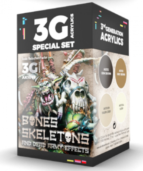 AK-Interactive: 3rd Gen Acrylics - Wargame Colors Bones/Skeletons Set