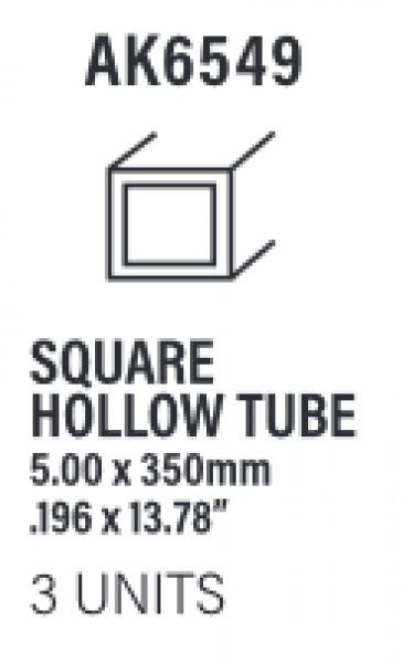 AK-Interactive: (Accessory) Styrene Square hollow tube 5.00x350mm (0,7mm) (3)