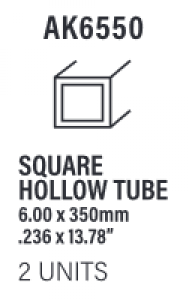 AK-Interactive: (Accessory) Styrene Square hollow tube 6.00x350mm (0,7mm) (2)