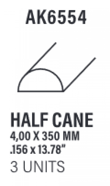 AK-Interactive: (Accessory) Styrene Half cane 4.00 x 350mm (3)