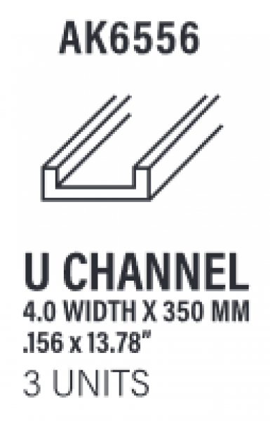 AK-Interactive: (Accessory) Styrene U Channel 4.0 width x 350mm (3)