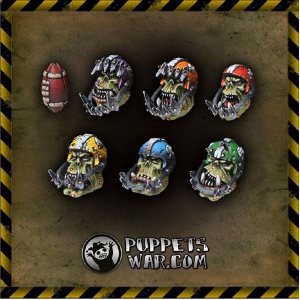 Puppetswar: (Accessory) Orc Football Team Heads (7 pcs)
