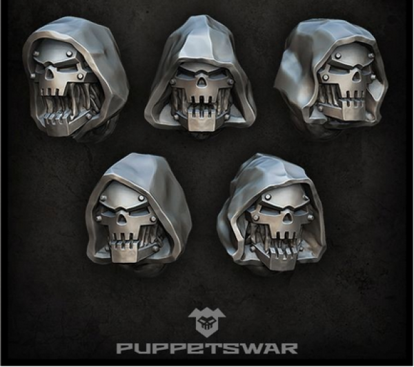 Puppetswar: (Accessory) Hooded Iron Mutants Heads (5)