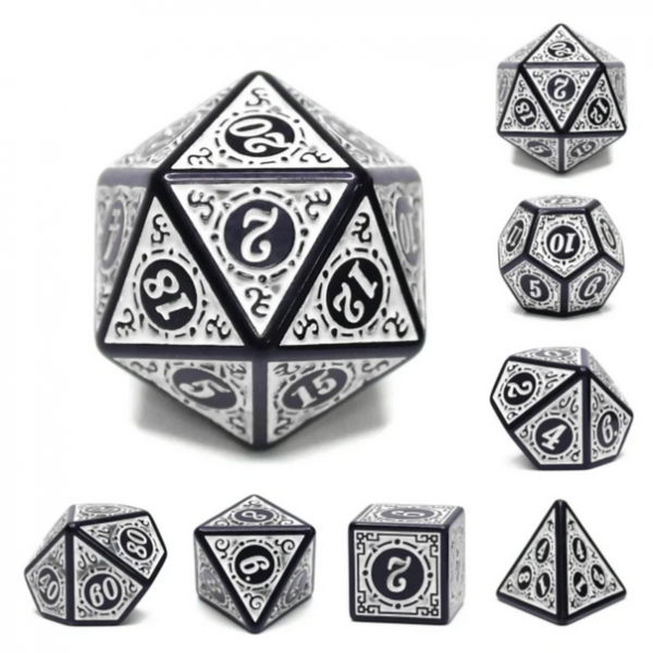 Polyhedral Dice Set: Magic Flame - White (7)