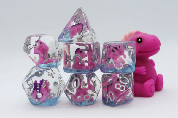 Polyhedral Dice Set: Pink T-Rex (7)