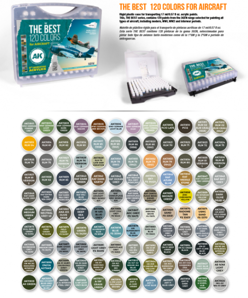 AK-Interactive: 3rd Gen Acrylics - The Best 120 Colors For Aircraft Set