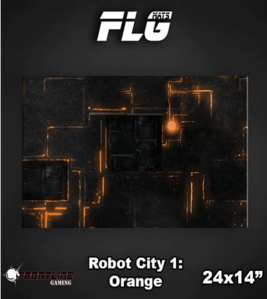 Frontline Gaming Mats: Robot City Orange 24x14''