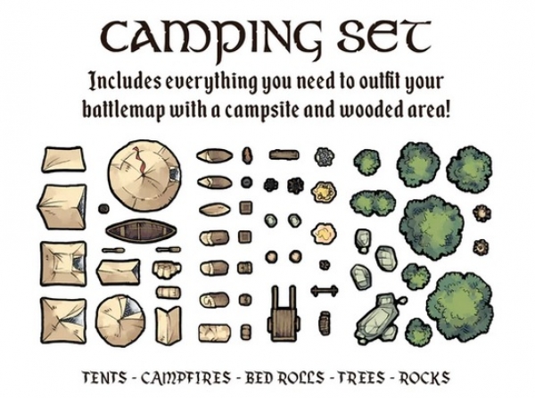 GTG Minis: Tabletop Tokens Camping Set