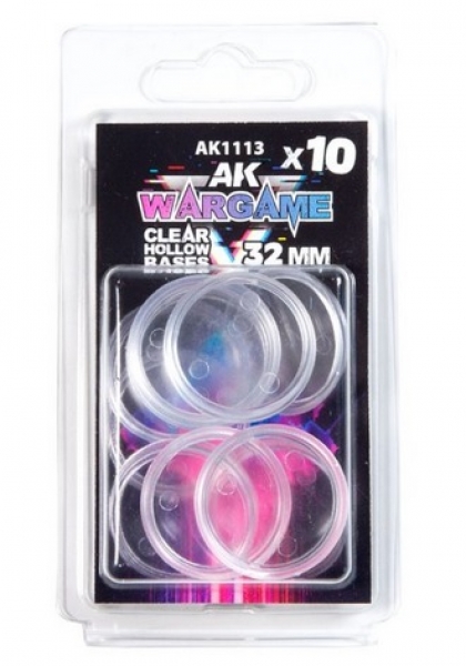 AK-Interactive: Plastic Wargame Bases - Clear Hollow Base 32mm (10)