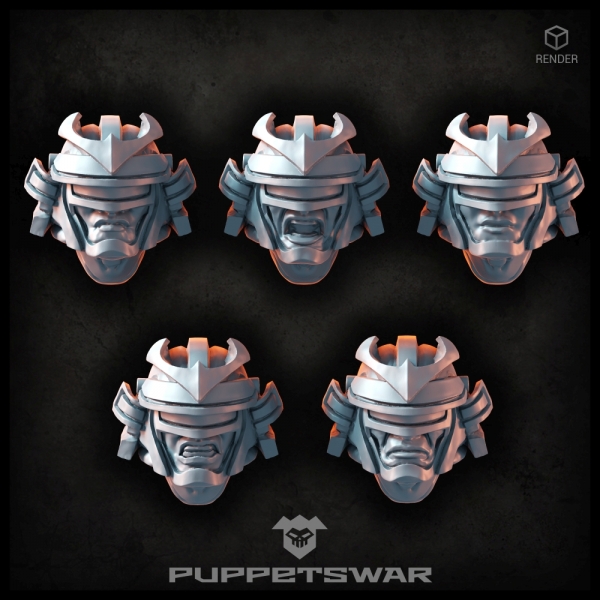 Puppetswar: (Accessory) Bushi Scout Heads (5)