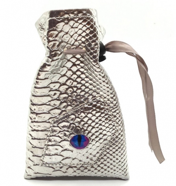 Old School Dice: Dragon Eye RPG D&D Dice Bag - Silver Dragon