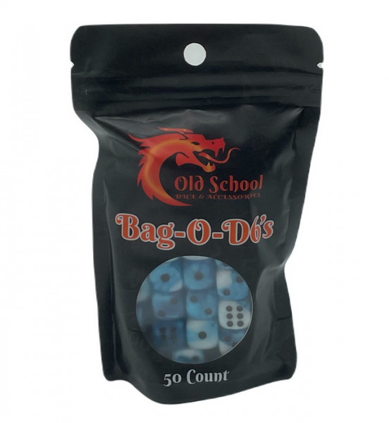 Old School RPG Dice Set: Bag O' D6's 12mm Vorpal - Baby Blue & White (50ct)