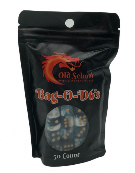 Old School RPG Dice Set: Bag O' D6's 12mm Vorpal - Dark Blue & White (50ct)