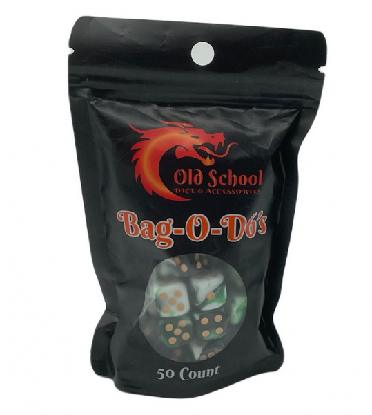 Old School RPG Dice Set: Bag O' D6's 12mm Vorpal - Green & White (50ct)