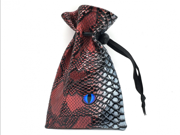 Old School Dice: Dragon Eye RPG D&D Dice Bag - Spectral Dragon Red/Silver