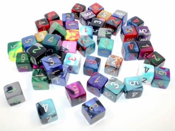 Chessex: Bag of 50 Assorted Loose Gemini Polyhedral d6 Dice (50)