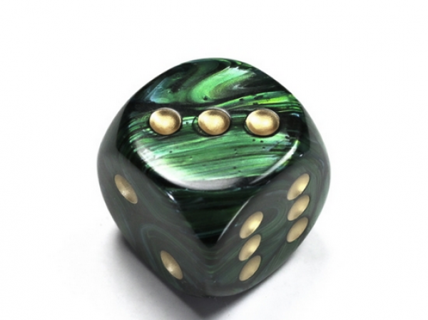 Chessex: Scarab Jade/gold 30mm d6 dice w/pips