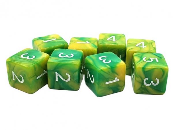 Old School RPG D6 Dice Set: Vorpal - Green & Yellow (8)