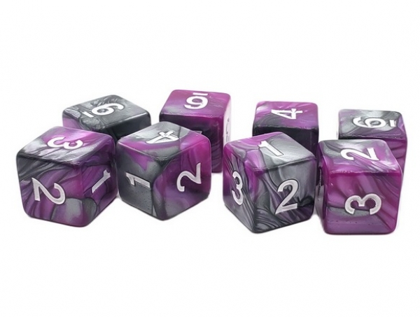Old School RPG D6 Dice Set: Vorpal - Silver & Purple (8)