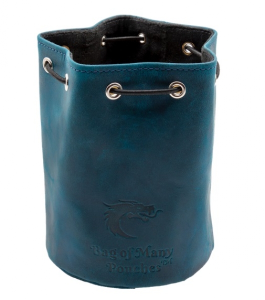 Old School Dice: Ultimate Bag of Many Pouches RPG Dice Bag - Blue Leather