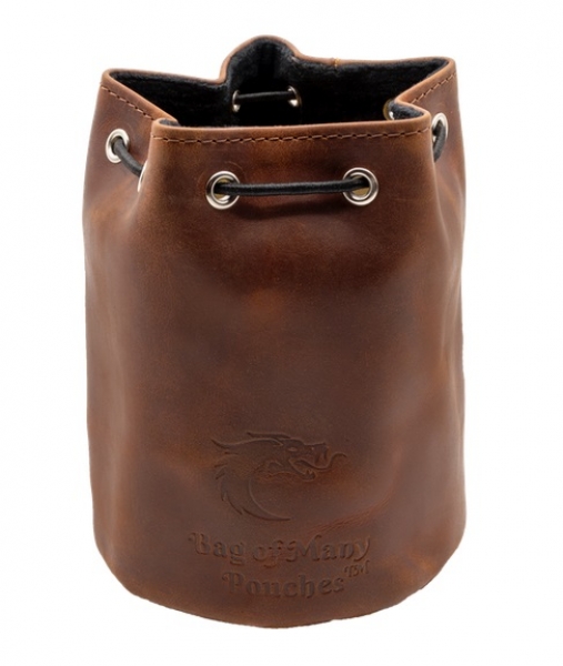 Old School Dice: Ultimate Bag of Many Pouches RPG Dice Bag - Brown Leather