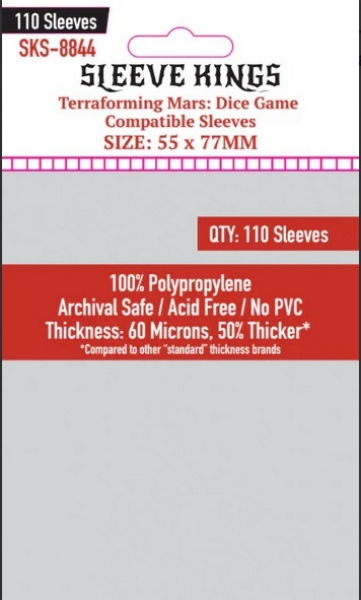 Sleeve Kings: ''Terraforming Mars: Dice Game'' Compatible Card Sleeves (55x77mm) 110 Pack, 60 Micron