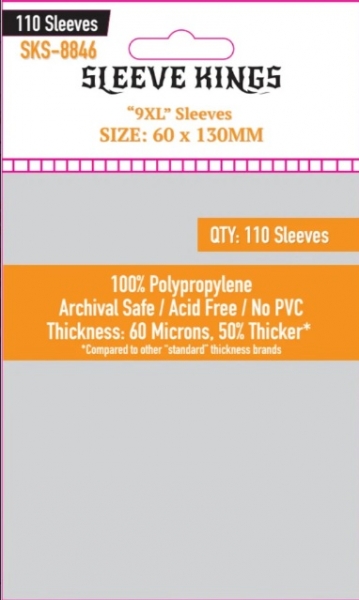 Sleeve Kings: 9XL Game Card Sleeves (60x130mm) 110 Pack, 60 Microns