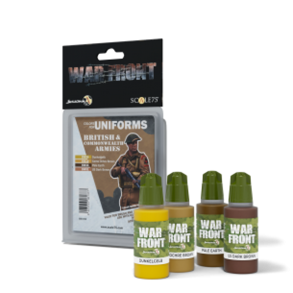 Warfront Range: Paint Set - BRITISH & COMMONWEALTH ARMIES  (4 Bottles 17 ML)