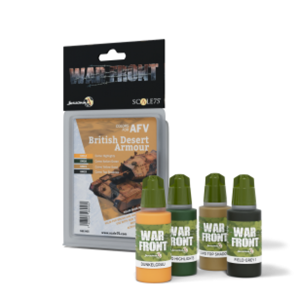 Warfront Range: Paint Set - BRITISH DESERT ARMOUR (4 Bottles 17 ML)