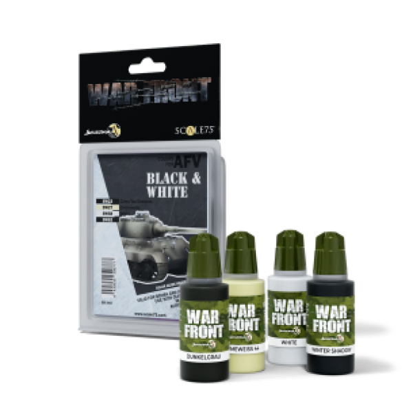 Warfront Range: Paint Set - SET BLACK & WHITE (4 Bottles 17 ML)