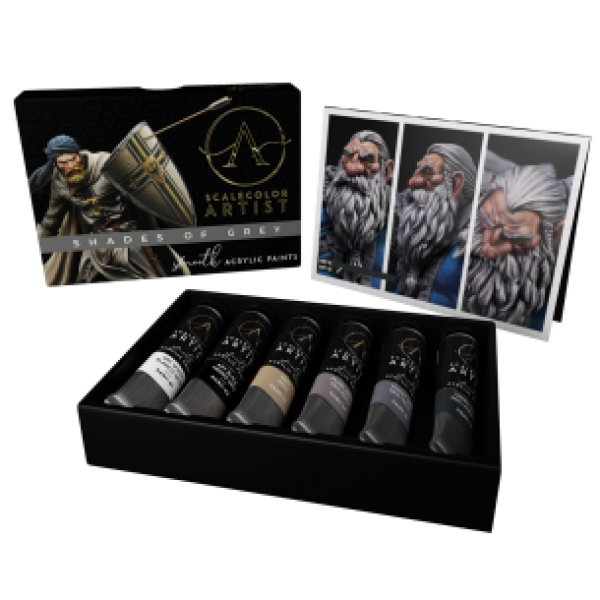 Artist Scalecolor Range: Paint Sets - SHADES OF GREY (6 Tubes 20 ML)