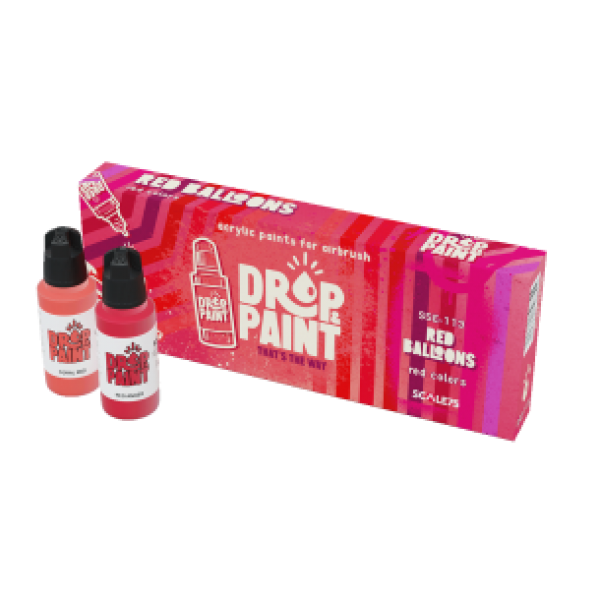 Drop & Paint Range: Paint Set - RED BALLOONS (8 Bottles 17 ML)