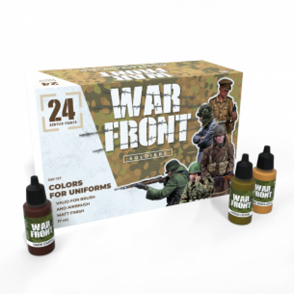 Warfront Range: Paint Set - SOLDIERS - COLORS FOR UNIFORMS (24 Bottles 17 ML)